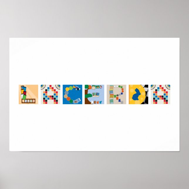 Póster de alfabeto de juego de mesa de 7 letras (Frente)