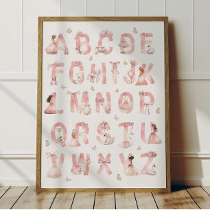 Póster de alfabeto de princesa Decoración de habit