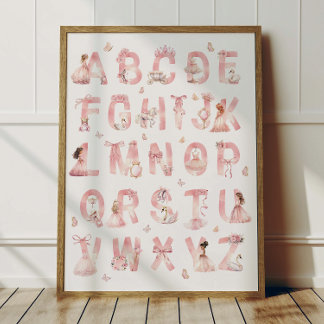Póster de alfabeto de princesa Decoración de habit