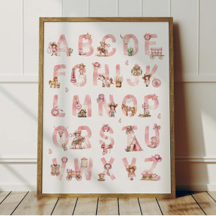 Póster de alfabeto de vaquera ABC Decoración de ha