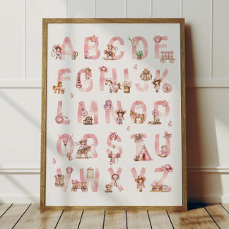 Póster de alfabeto de vaquera ABC Decoración de ha
