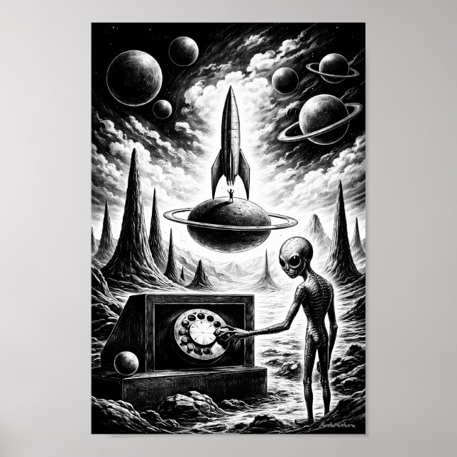 Póster de Alien llamando a través de la noche cósm (Frente)