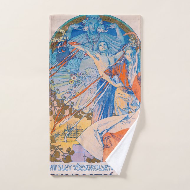 Poster de Alphonse Mucha en el Festival Sokol (192 (Toalla de mano)