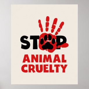 Póster de alto al maltrato animal con huella de ga
