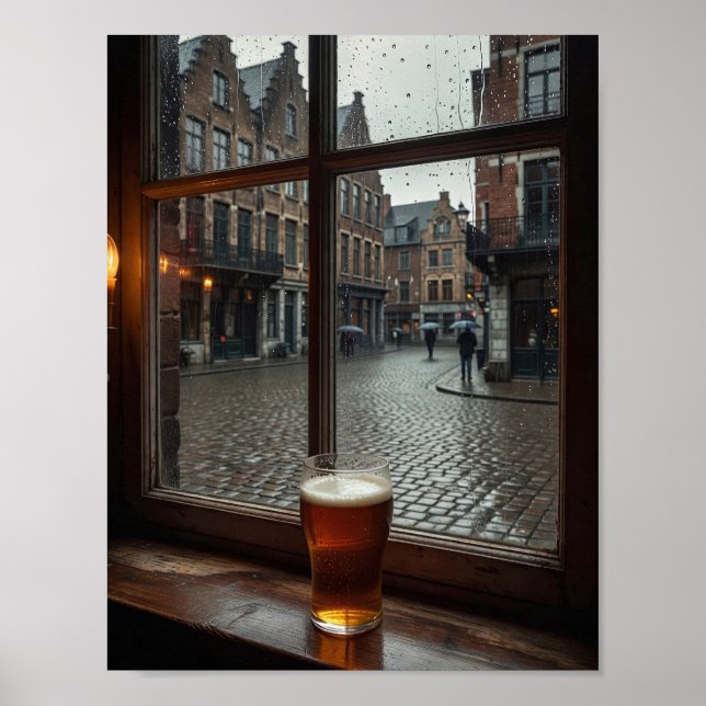 Póster de ambiente de ventana de taberna belga llu (Frente)