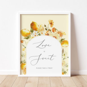 Póster de amor a limón floral