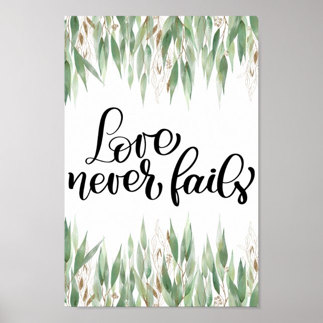 Póster de amor de follaje de eucalipto nunca falla (Frente)
