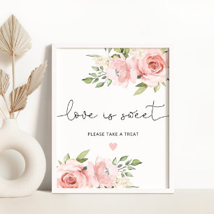 Póster de amor floral rosado