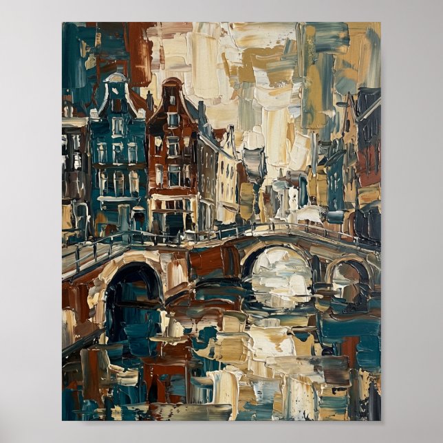 Póster de Amsterdam Pintura al óleo abstracta de l (Frente)