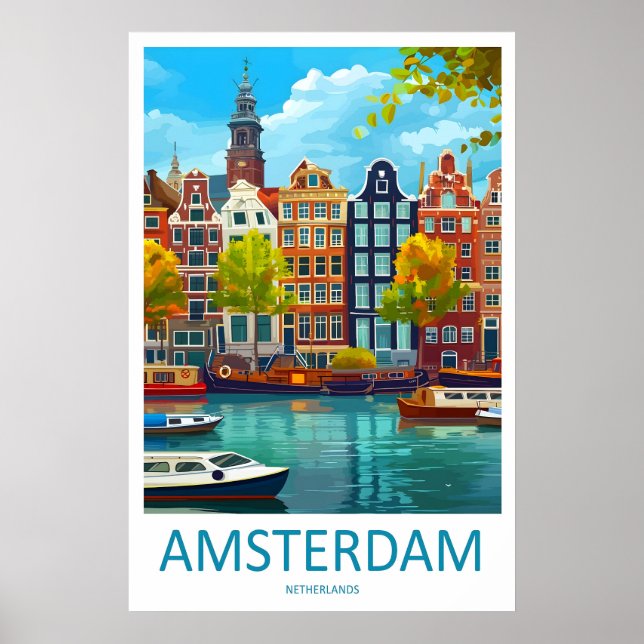 Póster de Amsterdam Viaje Nacional Vintage Parque  (Frente)