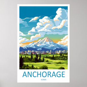 Póster de Anchorage Esquí Vintage Parque Nacional
