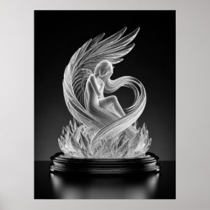 Póster de Ángel de Cristal Digital de IA