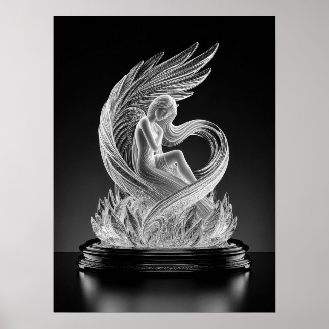 Póster de Ángel de Cristal Digital de IA (Frente)