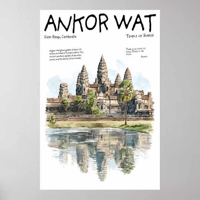 Póster de Angkor Wat Siem Reap Camboya Templo (Frente)