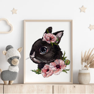 Póster de Animal de Conejo Bebé Rosa Impresión d