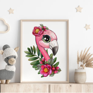 Póster de Animal de Flamenco Rosa Bebé Impresión