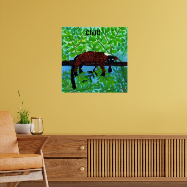 Póster de animal de lémur rojo ¡Chill! (Salón 2)