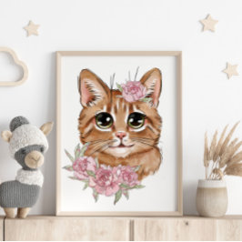 Póster de Animal Gato Bebé Rosa | Impresión de Par