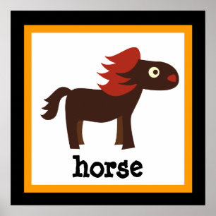 Póster de animales de safari de caballo lindo para