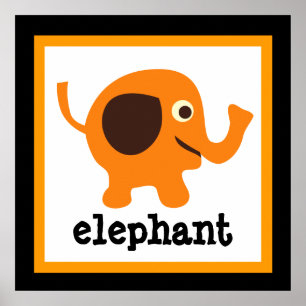 Póster de animales de safari de elefantes lindos p