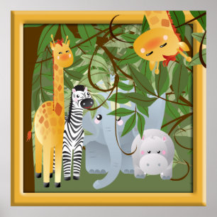 Póster de Animales de Safari de la Jungla para Hab