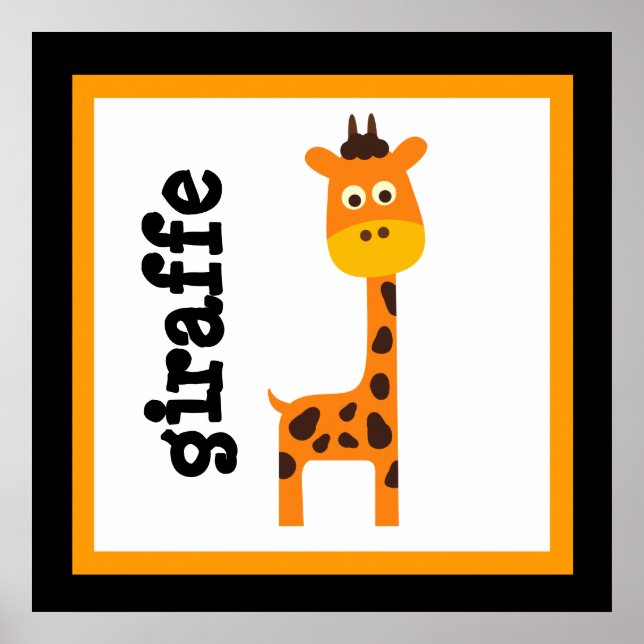 Póster de animales de safari jirafa linda bebé niñ (Frente)