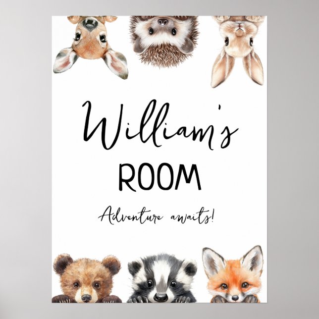Póster de animales del bosque para habitación de b (Frente)