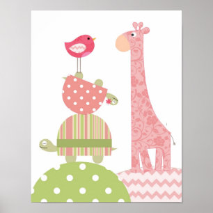 Póster de animales hembras para guarderías y habit