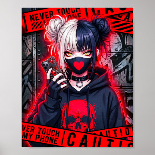 Póster de Anime Chica "Nunca Toques Mi Teléfono"