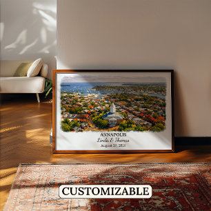 Póster de Annapolis Maryland, Acuarela, Personaliz