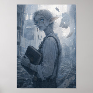 Póster de ansiedad / archivero / biblioteca