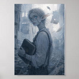 Póster de ansiedad / archivero / biblioteca