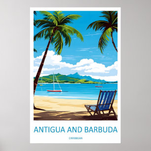 Póster de Antigua y Barbuda Nacional Vintage Viaje