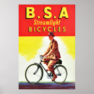 Póster de anuncio de bicicleta británica de los añ