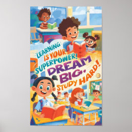 Póster de aprendizaje colorido para niños