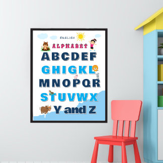 Póster de aprendizaje del alfabeto colorido 