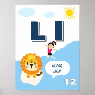 Póster de aprendizaje del alfabeto colorido Letra
