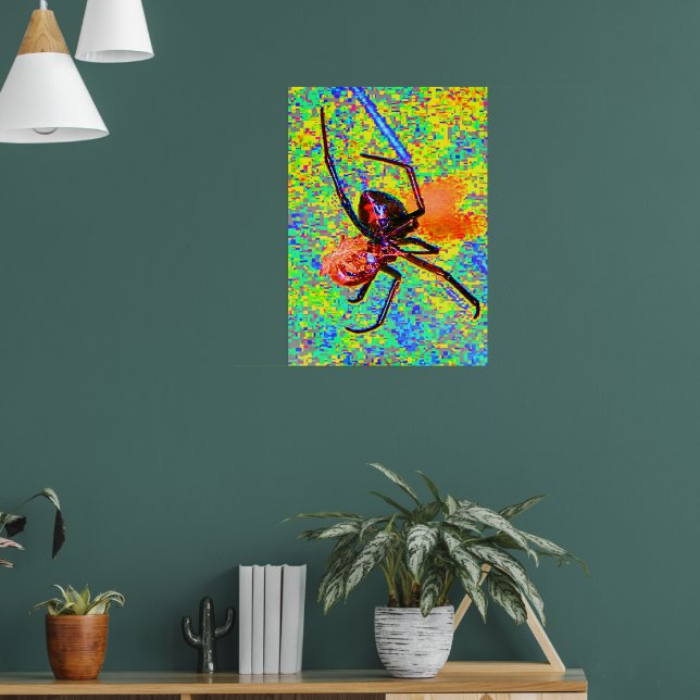 Póster de araña viuda negra comiendo (Salón 1)