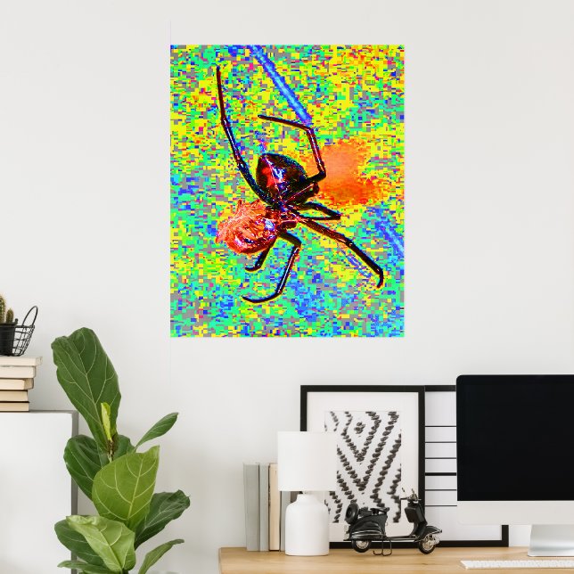 Póster de araña viuda negra comiendo (Oficina en casa)