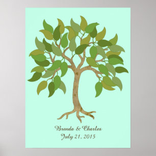 Póster de árbol de firmas de boda