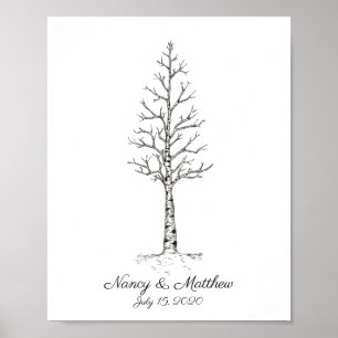 Póster de árbol de huellas dactilares de boda de A