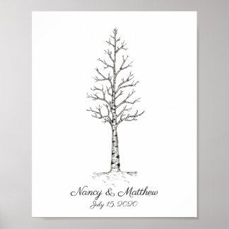 Póster de árbol de huellas dactilares de boda de A
