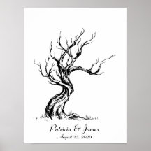Póster de árbol de huellas dactilares dibujado