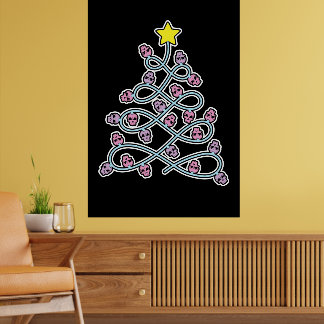 Póster de árbol de Navidad de calaveras góticas