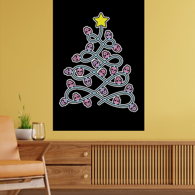 Póster de árbol de Navidad de calaveras góticas (Salón 2)