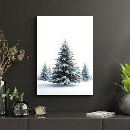 Póster de árbol de Navidad en nieve vacaciones de 
