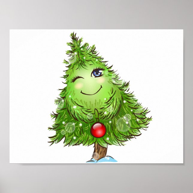 Póster de árbol de Navidad guiñando (Frente)