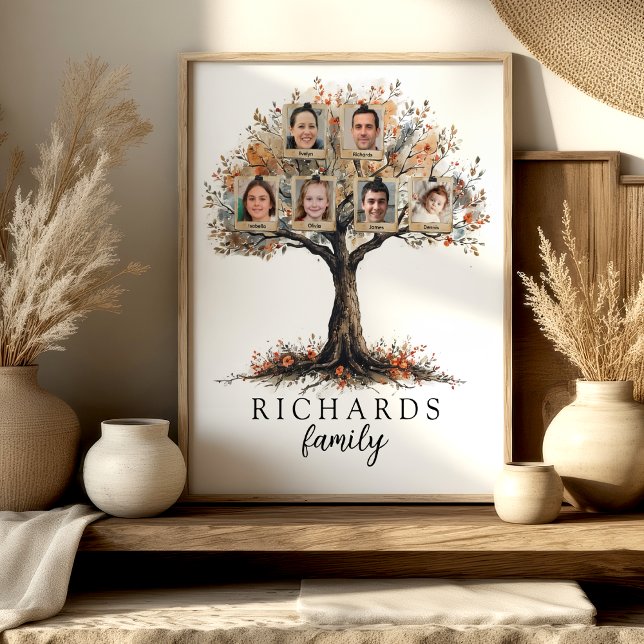 Póster de árbol genealógico personalizado con 6 fo (Subido por el creador)
