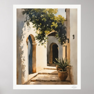 Póster de arco de patio soleado