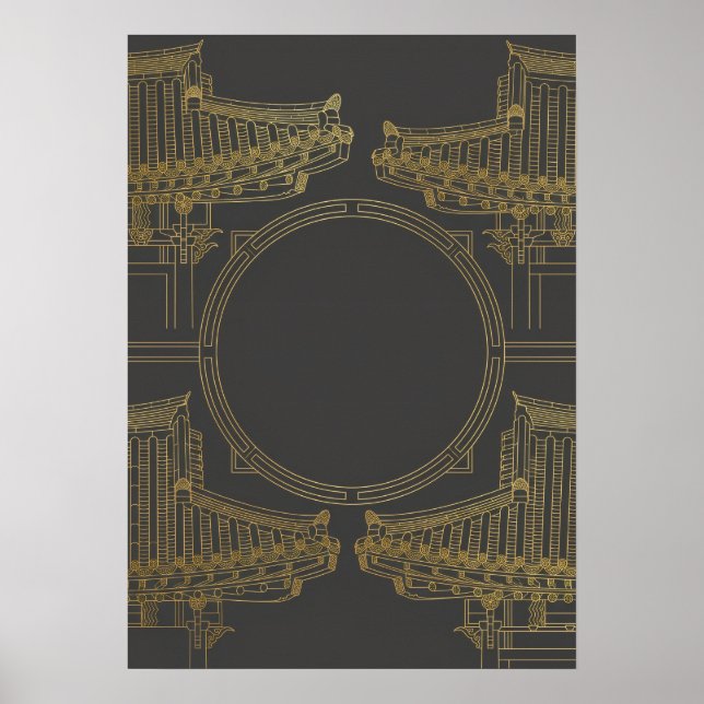 Póster de arquitectura Art Déco dorado (Frente)